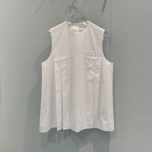 Miu Miu White Sleeveless Backless Pleated Dress